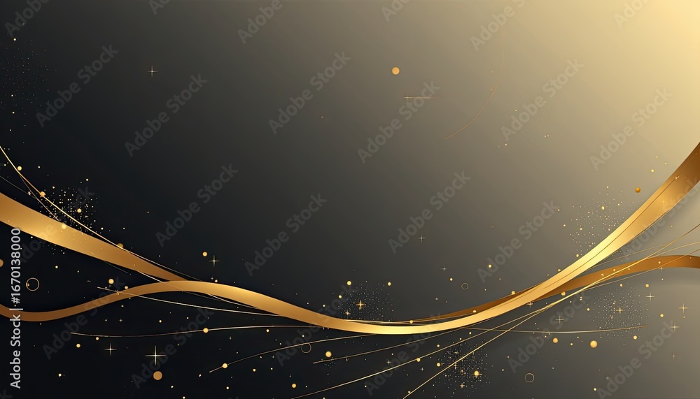 Poster elegant and modern background with gold waves and sparkling stars for creative design projects
