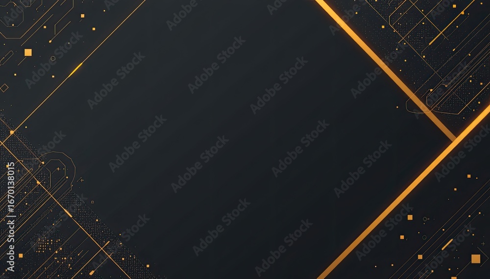 Poster abstract geometric background with golden lines and stripes on dark surface for modern design projec