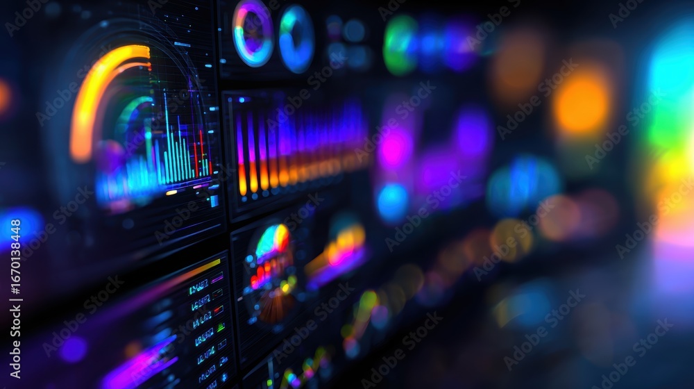 Aufkleber colorful digital visualization of data analytics in a modern workspace with abstract background elem