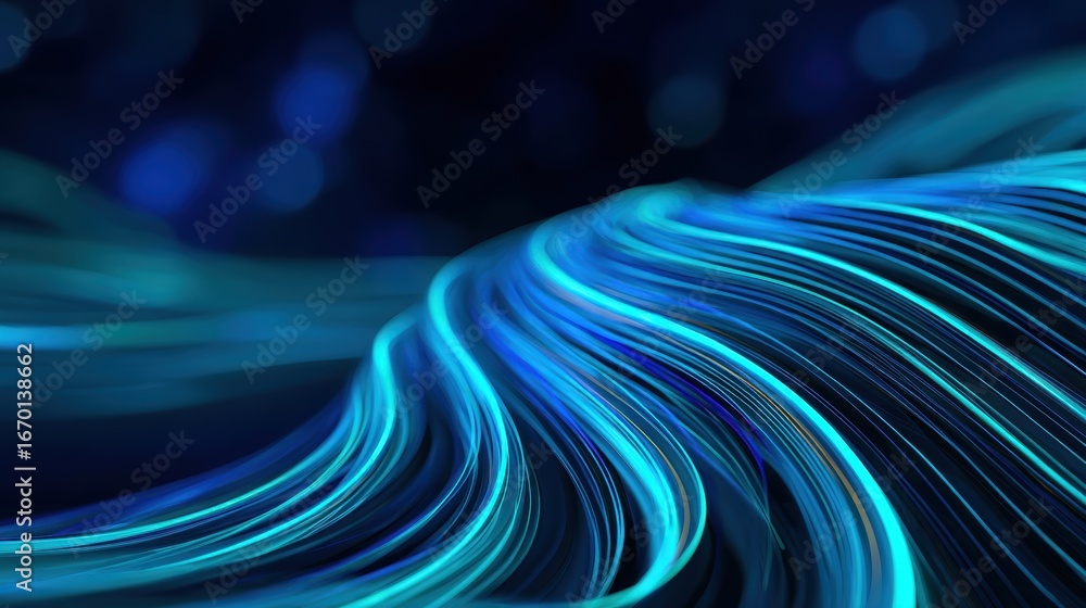Aufkleber abstract flowing lines of blue light create a dynamic visual effect against a dark background