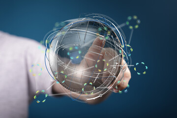 Digital world, futuristic technology, global network, innovation, connection, data, digital transformation,  business, communication.