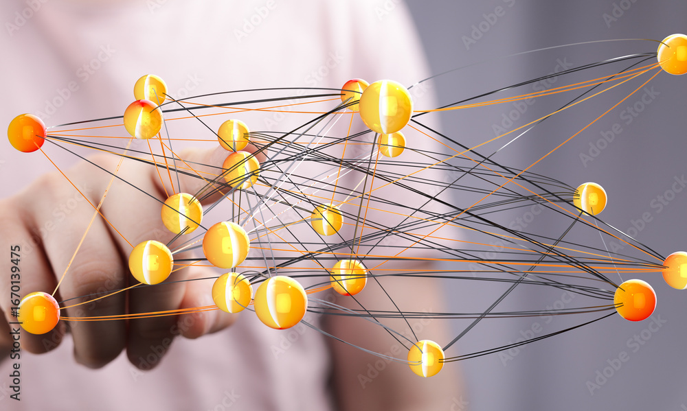 Poster abstract image of a complex network. ideal for technology, connection, and global concepts.
