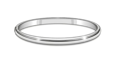 A shiny, silver bangle bracelet displayed against a clean white background.