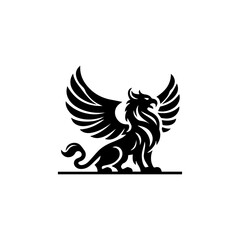 minimalist griffin mythology logo illustration design. elegant and powerfull pose griffin logo vector illustration.