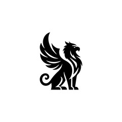 minimalist griffin mythology logo illustration design. elegant and powerfull pose griffin logo vector illustration.