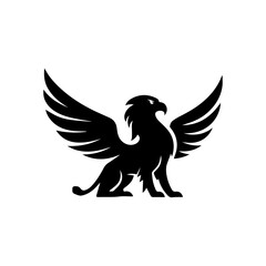 minimalist griffin mythology logo illustration design. elegant and powerfull pose griffin logo vector illustration.