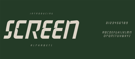 Screen Design font, rounded modern alphabet, trendy letters from A to Z and numbers from 0 to 9, vector illustration