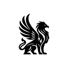 minimalist griffin mythology logo illustration design. elegant and powerfull pose griffin logo vector illustration.