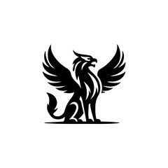 minimalist griffin mythology logo illustration design. elegant and powerfull pose griffin logo vector illustration.