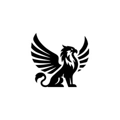 minimalist griffin mythology logo illustration design. elegant and powerfull pose griffin logo vector illustration.