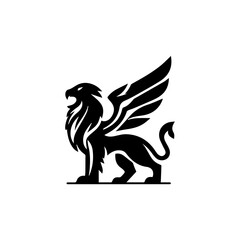 minimalist griffin mythology logo illustration design. elegant and powerfull pose griffin logo vector illustration.