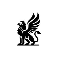 minimalist griffin mythology logo illustration design. elegant and powerfull pose griffin logo vector illustration.