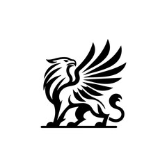 minimalist griffin mythology logo illustration design. elegant and powerfull pose griffin logo vector illustration.