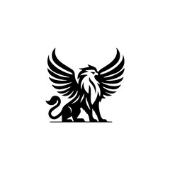 minimalist griffin mythology logo illustration design. elegant and powerfull pose griffin logo vector illustration.
