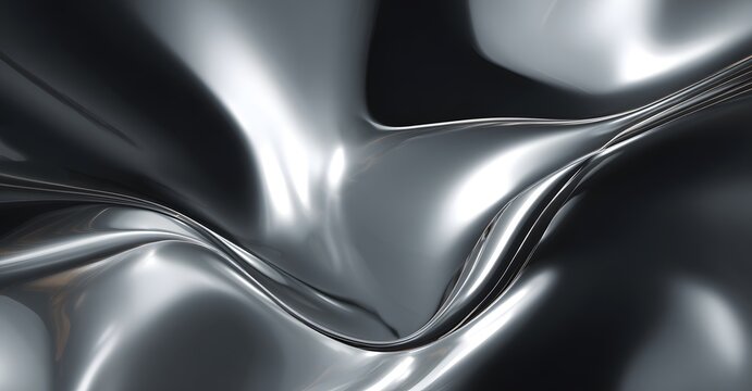 High-definition wallpaper featuring fluid metallic shapes, combining shades of silver and black for an abstract visual experience. 
