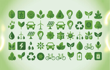 set of green eco icons