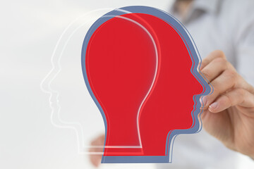 Stock photo depicting dual consciousness, ideal for psychology, identity, and duality concepts.