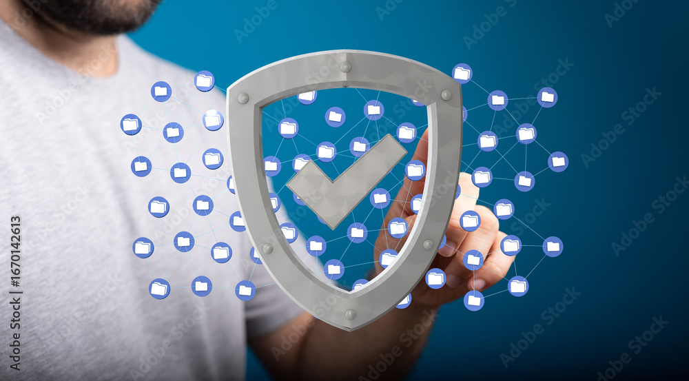Poster ensuring data safety with a robust security system. protect your files.