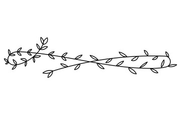 Abstract Curly Floral Line Contour Art Drawing. Minimalist Floral Decoration Element Icon. 