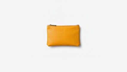 Obraz premium Bright yellow pouch with zipper isolated on white background