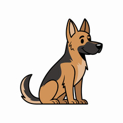 Cute cartoon german shepherd dog sitting and looking alert