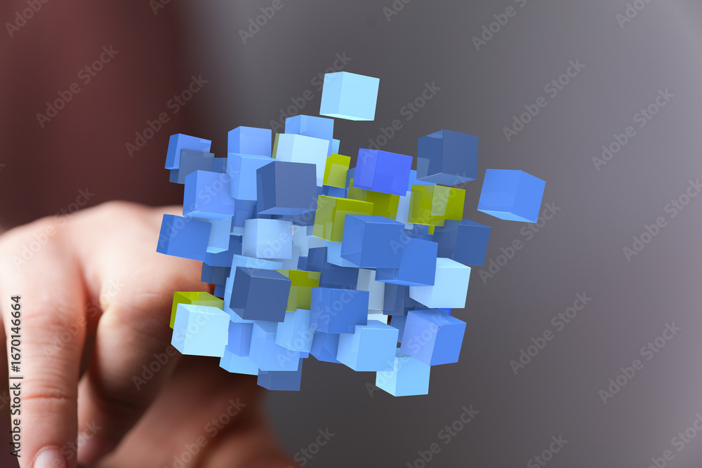 Aufkleber abstract image of data cubes, representing innovation and technology. perfect for tech and business 