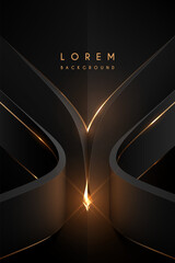 Abstract black geometric shapes with golden elements