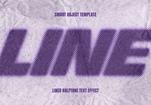 Purple Lined Halftone Text Effect Mockup