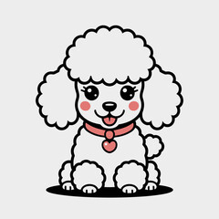 Fototapeta premium Cute cartoon poodle with fluffy fur and collar