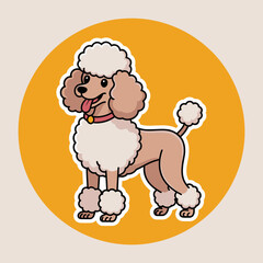 Cute cartoon poodle with fluffy fur, playful design
