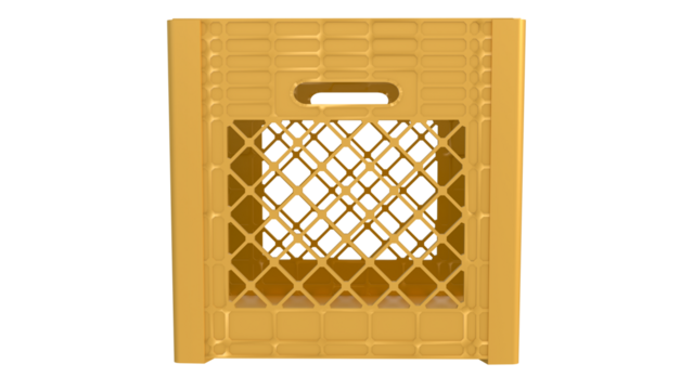 The isolated yellow milk crate 3D modeling transparent object.