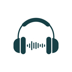 Headphones with Sound Wave Icon Design