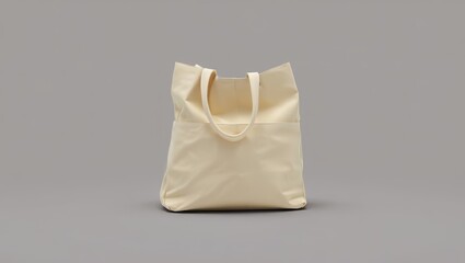 Beige canvas tote bag with handles isolated on a neutral background