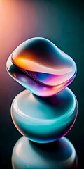 Abstract Composition of Smoothly Shaped Objects with Vibrant Reflective Surfaces