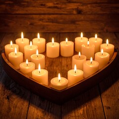 Heart of burning candles