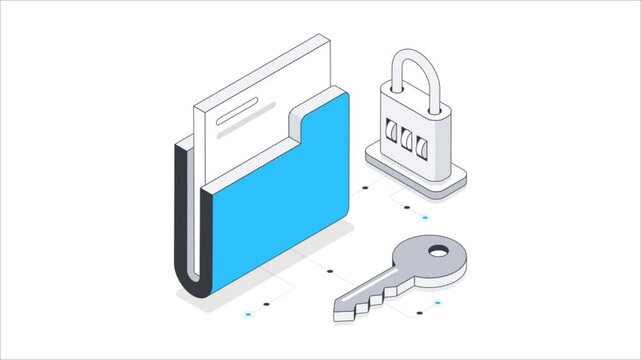 Folder Security Isometric Animation.