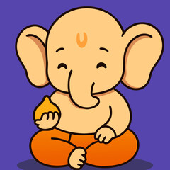 Cute Baby Ganesha with Modak
