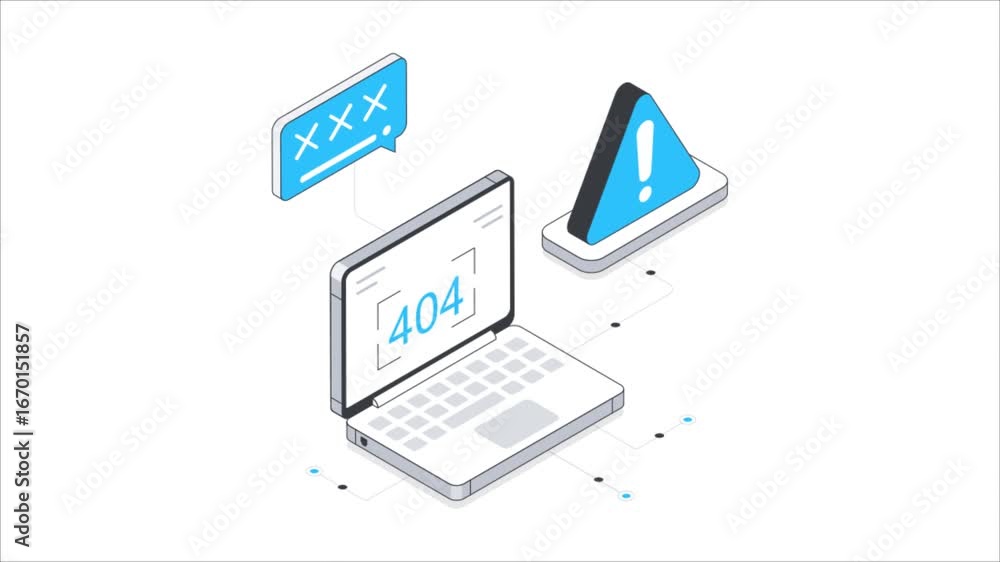 Poster web error isometric animation.