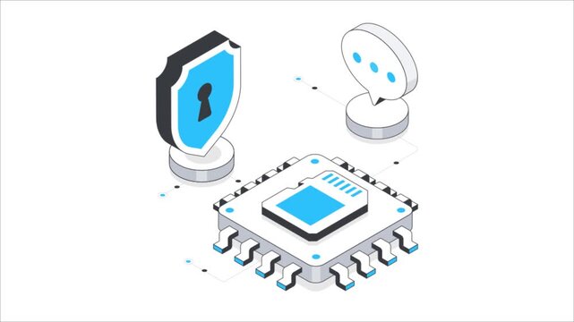Secure Sd Card Isometric Animation.