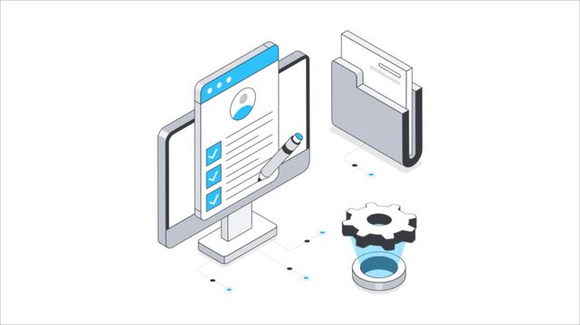Data validation Isometric Animation.