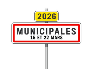 Panneau élections municipales 2026 avec dates
