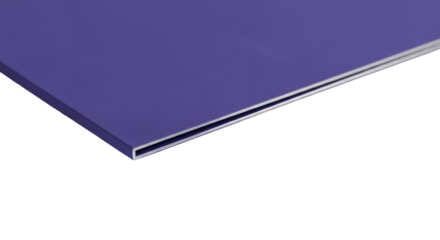 Pristine, deep indigo paper edge with a laser-cut, sharp line, isolated on a transparent background with soft studio light, concept of meticulous design and technological precision.