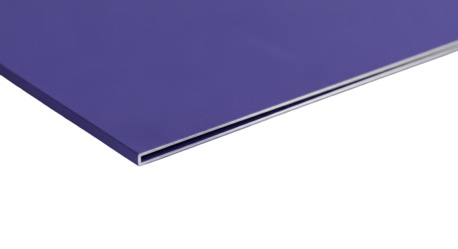 Pristine, deep indigo paper edge with a laser-cut, sharp line, isolated on a transparent background with soft studio light, concept of meticulous design and technological precision.