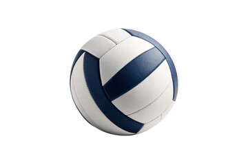 Obraz premium White and blue volleyball featuring diagonal stripe pattern and professional construction, isolated on a transparent background