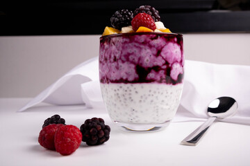 chia with Greek yogurt and berries