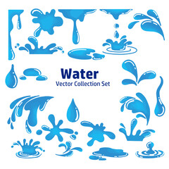 Naklejka premium ear water vector, cartoon puddle, cry drop, blue rain stream isolated on white background.
