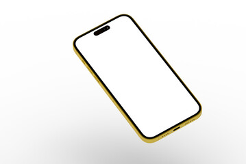 High-quality photo of a golden smartphone with a blank screen, perfect for app presentations or website mockups.
