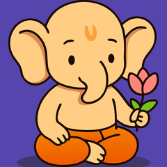 Baby Ganesha Holding Lotus