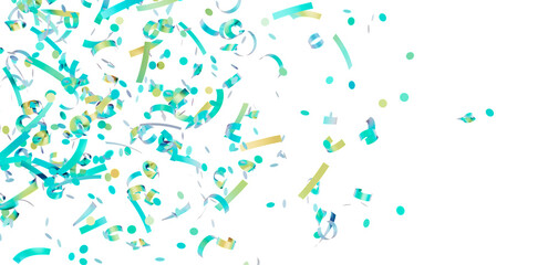 Colorful confetti on white background. Perfect for party invitations, celebrations, and festive designs.
