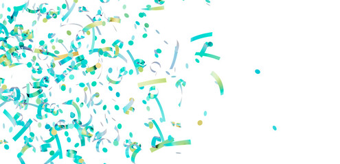 Festive background with teal, gold confetti. Perfect for party invitations, celebrations, and festive designs.